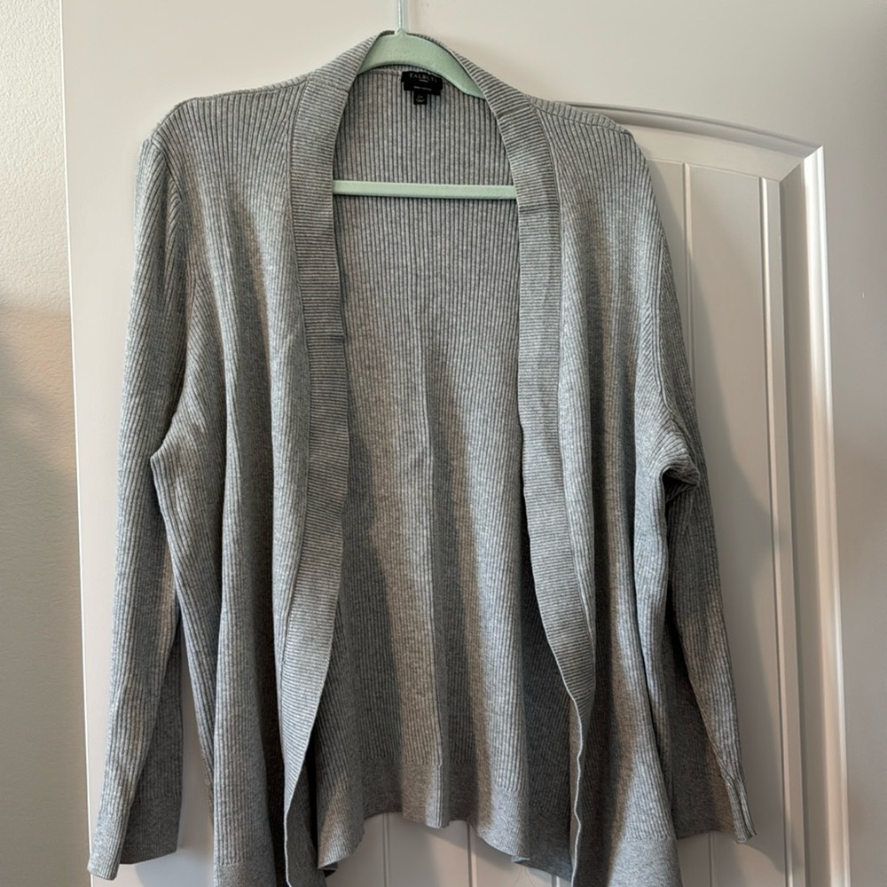 Talbots Pima cotton gray cardigan.